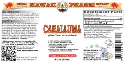 Photo of the Hawaii Pharm Caralluma label