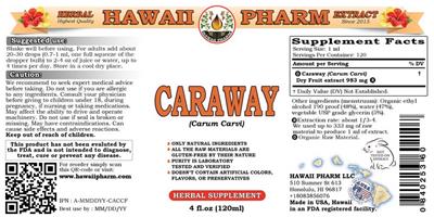 Photo of the Hawaii Pharm Caraway label