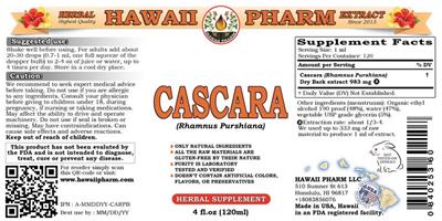 Photo of the Hawaii Pharm Cascara label