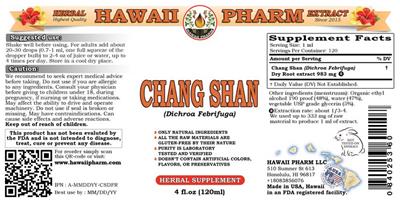 Photo of the Hawaii Pharm Chang Shan label