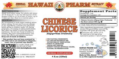 Photo of the Hawaii Pharm Chinese Licorice label