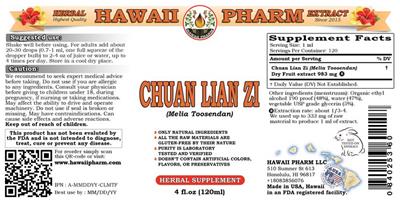 Photo of the Hawaii Pharm Chuan Lian Zi label