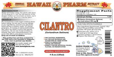 Photo of the Hawaii Pharm Cilantro label
