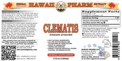 Photo of the Hawaii Pharm Clematis label
