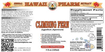 Photo of the Hawaii Pharm Climbing Fern label