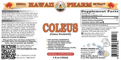 Photo of the Hawaii Pharm Coleus label