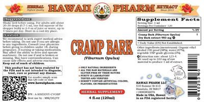 Photo of the Hawaii Pharm Cramp Bark label