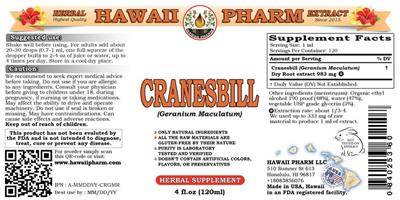 Photo of the Hawaii Pharm Cranesbill label