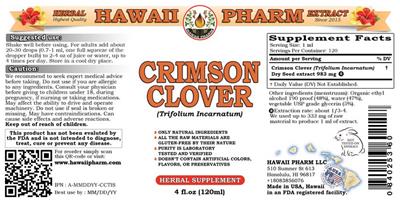 Photo of the Hawaii Pharm Crimson Clover label
