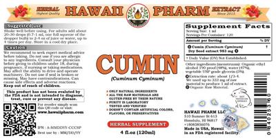 Photo of the Hawaii Pharm Cumin label