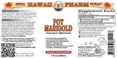 Photo of the Hawaii Pharm Pot Marigold label