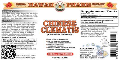 Photo of the Hawaii Pharm Chinese Clematis label