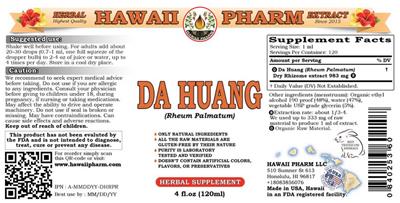 Photo of the Hawaii Pharm Da Huang label