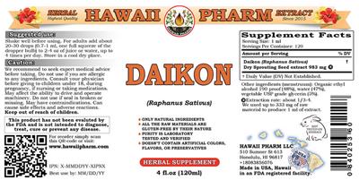 Photo of the Hawaii Pharm Daikon label