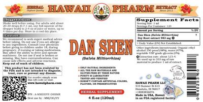 Photo of the Hawaii Pharm Dan Shen label