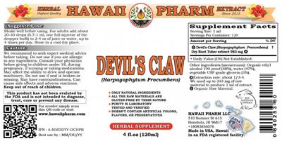 Photo of the Hawaii Pharm Devil's Claw label