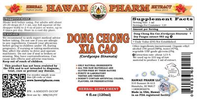 Photo of the Hawaii Pharm Dong Chong Xia Cao label