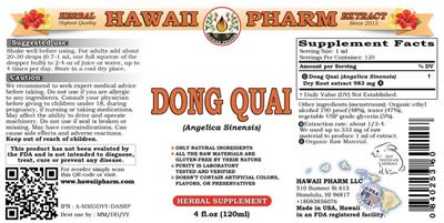 Photo of the Hawaii Pharm Dong Quai label