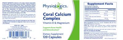 Photo of the PhysioLogics Coral Calcium Complex label