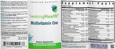 Photo of the Seeking Health Multivitamin One label