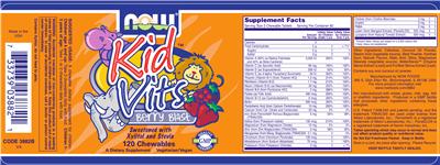 Photo of the NOW Kid Vits Berry Blast label