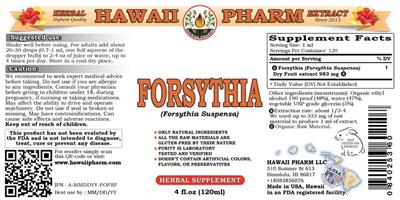 Photo of the Hawaii Pharm Forsythia label