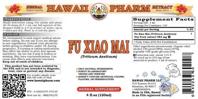 Photo of the Hawaii Pharm Fu Xiao Mai label