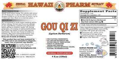 Photo of the Hawaii Pharm Gou Qi Zi label