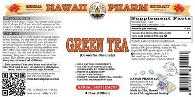 Photo of the Hawaii Pharm Green Tea label