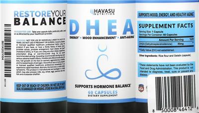 Photo of the Havasu Nutrition DHEA label