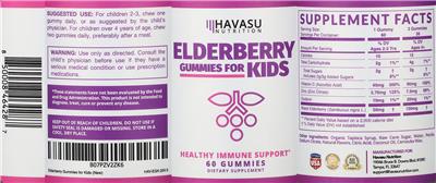 Photo of the Havasu Nutrition Elderberry Gummies for Kids label