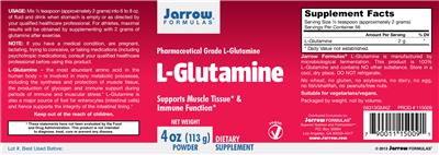 Photo of the Jarrow Formulas L-Glutamine Powder label