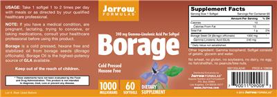 Photo of the Jarrow Formulas Borage label