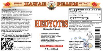 Photo of the Hawaii Pharm Hedyotis label