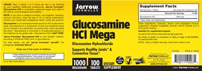 Photo of the Jarrow Formulas Glucosamine HCl Mega label