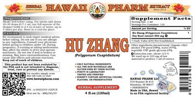 Photo of the Hawaii Pharm Hu Zhang label