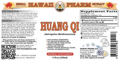 Photo of the Hawaii Pharm Huang Qi label