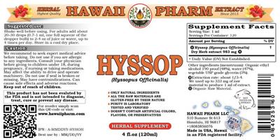 Photo of the Hawaii Pharm Hyssop label
