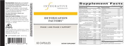 Photo of the Integrative Therapeutics Detoxication Factors label