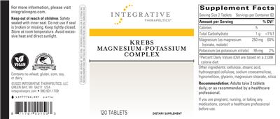 Photo of the Integrative Therapeutics Krebs Magnesium-Potassium Complex label