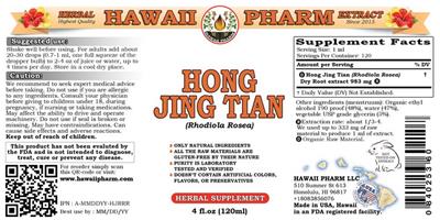 Photo of the Hawaii Pharm Hong Jing Tian label