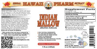 Photo of the Hawaii Pharm Indian Mallow label