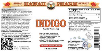 Photo of the Hawaii Pharm Indigo label