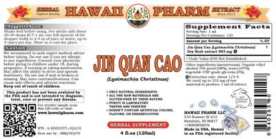 Photo of the Hawaii Pharm Jin Qian Cao label