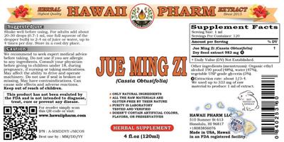 Photo of the Hawaii Pharm Jue Ming Zi label