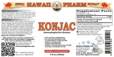 Photo of the Hawaii Pharm Konjac label