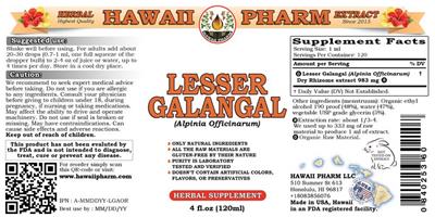 Photo of the Hawaii Pharm Lesser Galangal label