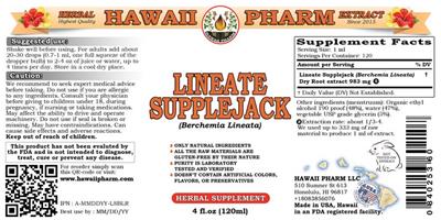 Photo of the Hawaii Pharm Lineate Supplejack label