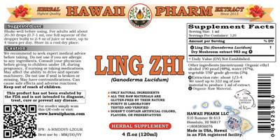 Photo of the Hawaii Pharm Ling Zhi label