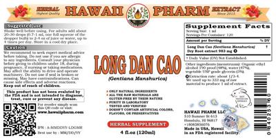 Photo of the Hawaii Pharm Long Dan Cao label
